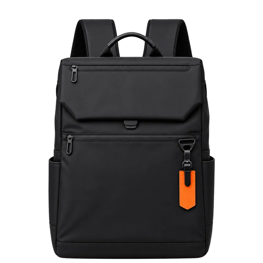 Flap Commuter Backpack in Black